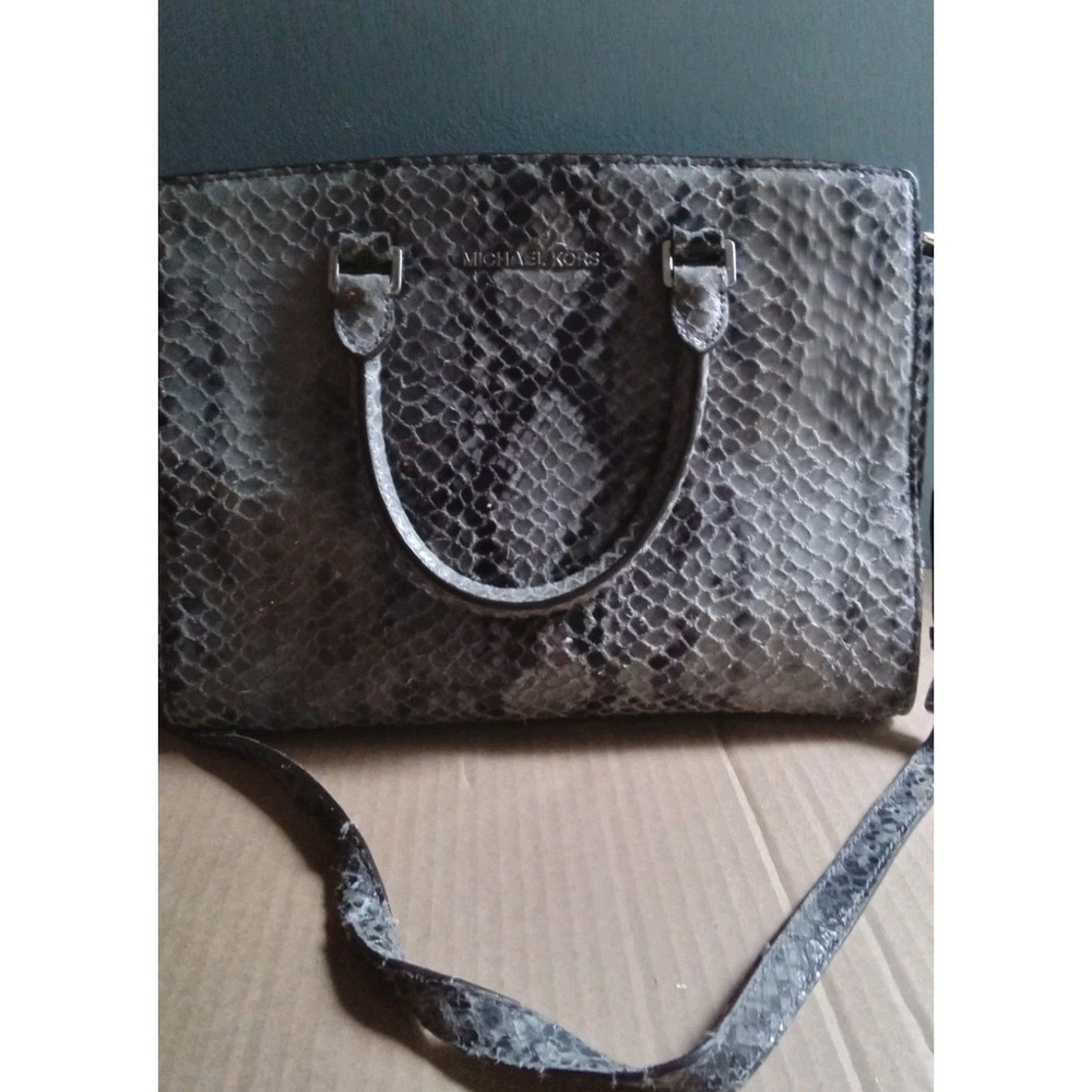 Michael Kors Snakeskin Embossed‎ Leather Satchel Crossbody Bag Purse